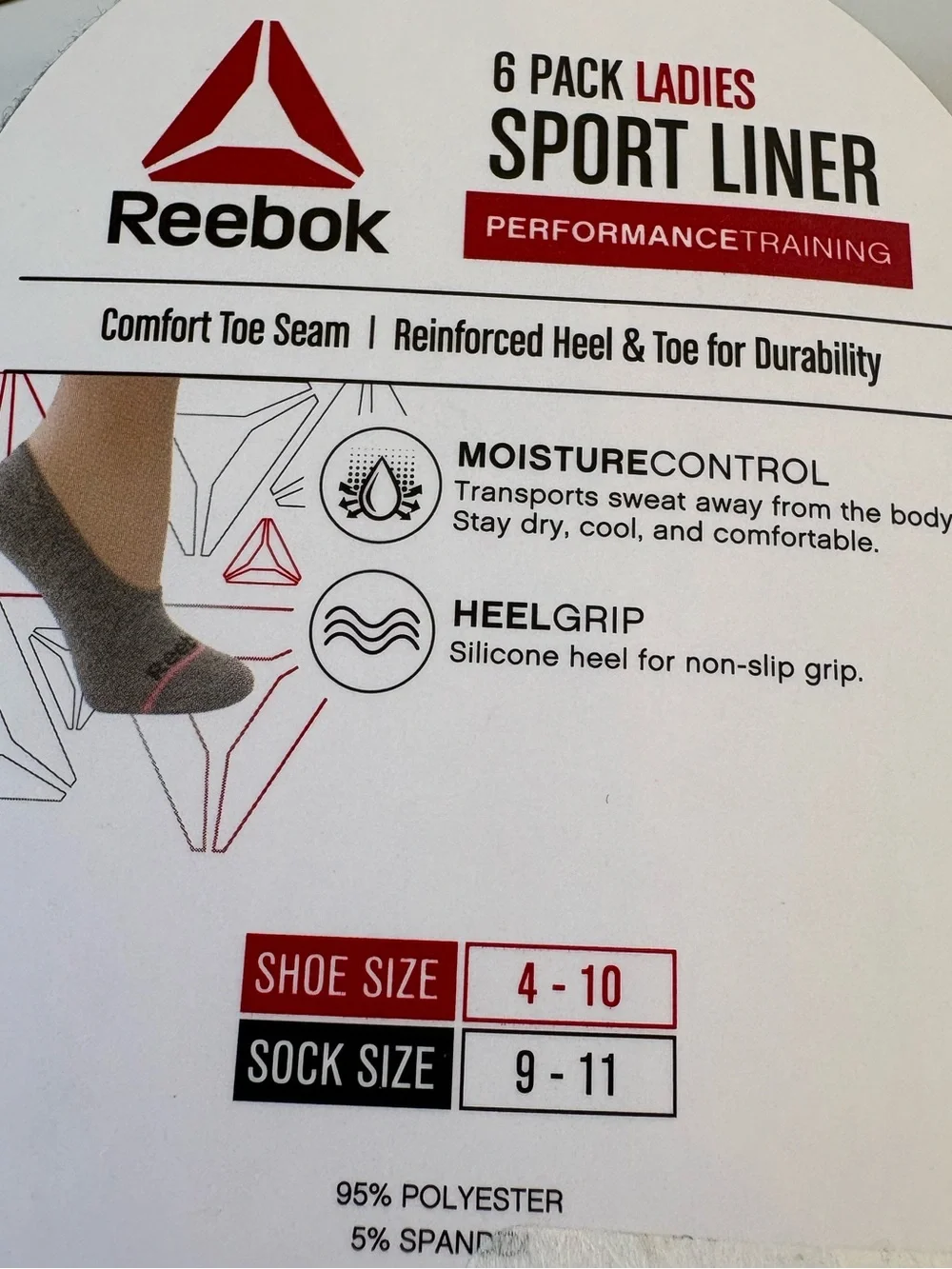🌸12 Pair Reebok Sport Liner Socks